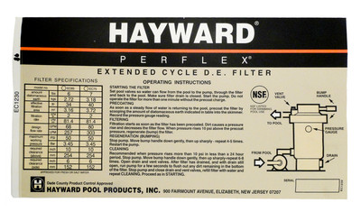 Hayward Operation Decal PerFlex DE, ECX1230