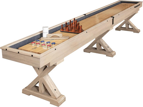 The Rockford 2-Piece 12′ Upstairs/Downstairs Shuffleboard Table - Rustic Oak