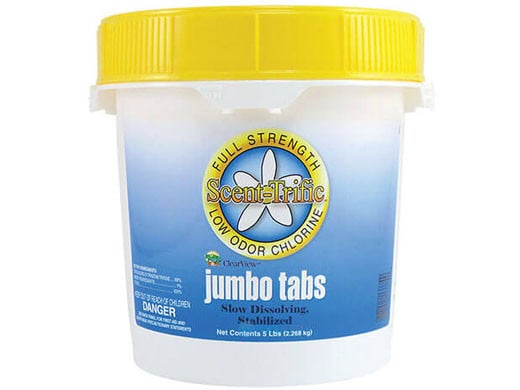 ClearView 3" Jumbo Scent-Trific Chlorine Tabs for Pools – 5 lbs | CVTLST005ClearView 3" Jumbo Scent-Trific Chlorine Tabs for Pools – 5 lbs | CVTLST005