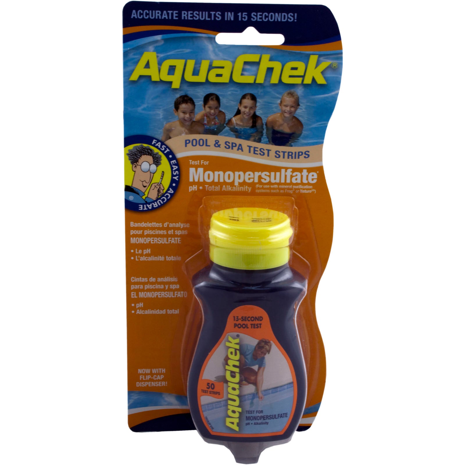 Test Strips, AquaChek Orange, 3-in-1, Monopersulfate,50 ct