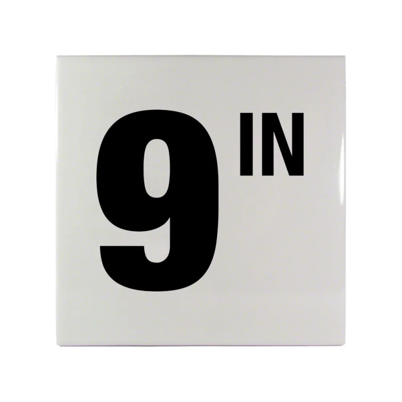 9 IN Ceramic Smooth Tile Depth Marker 6 Inch x 6 Inch with 4 Inch Lettering
