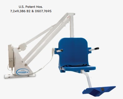 Aqua Creek Ranger 2 Pool Lift, 350 lb, White/Blue Seat, No Anchor | F-RNGR2