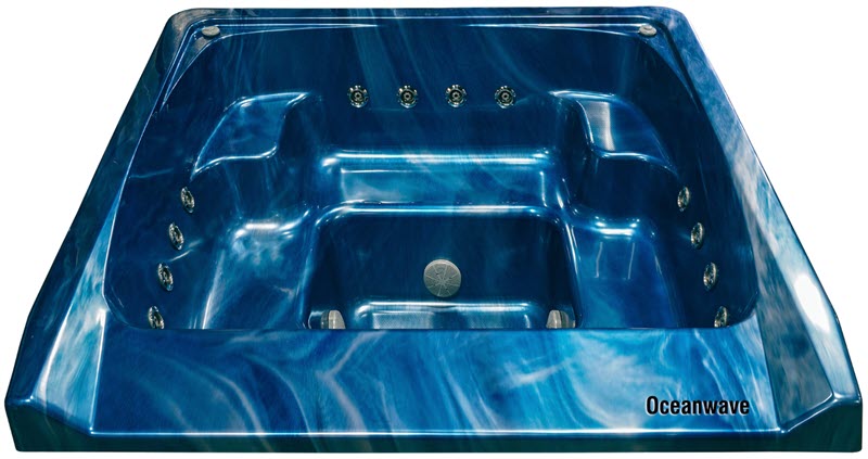 7' x 7' Square Oasis Vanishing Edge Spillover Spa with 12 Jets Alps - Ocean Wave