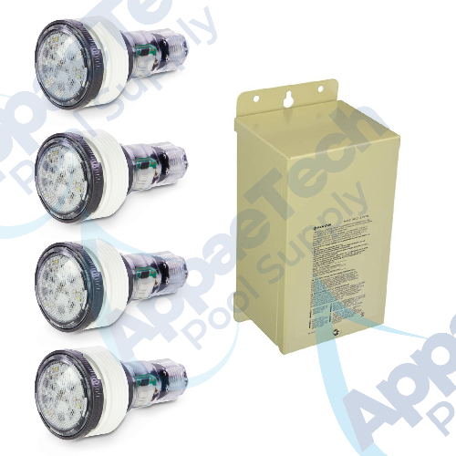 Pentair | 602133 | MicroBrite Color LED Kit – 4 Lights with 100 ft Cords & Transformer