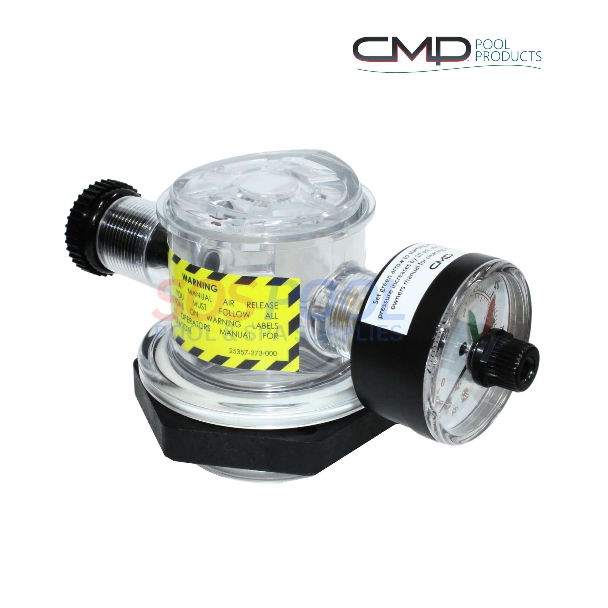 CMP Manual Air Relief Valve With Pressure Gauge For Pentair Triton Filters | 273564 | 25357-273-564