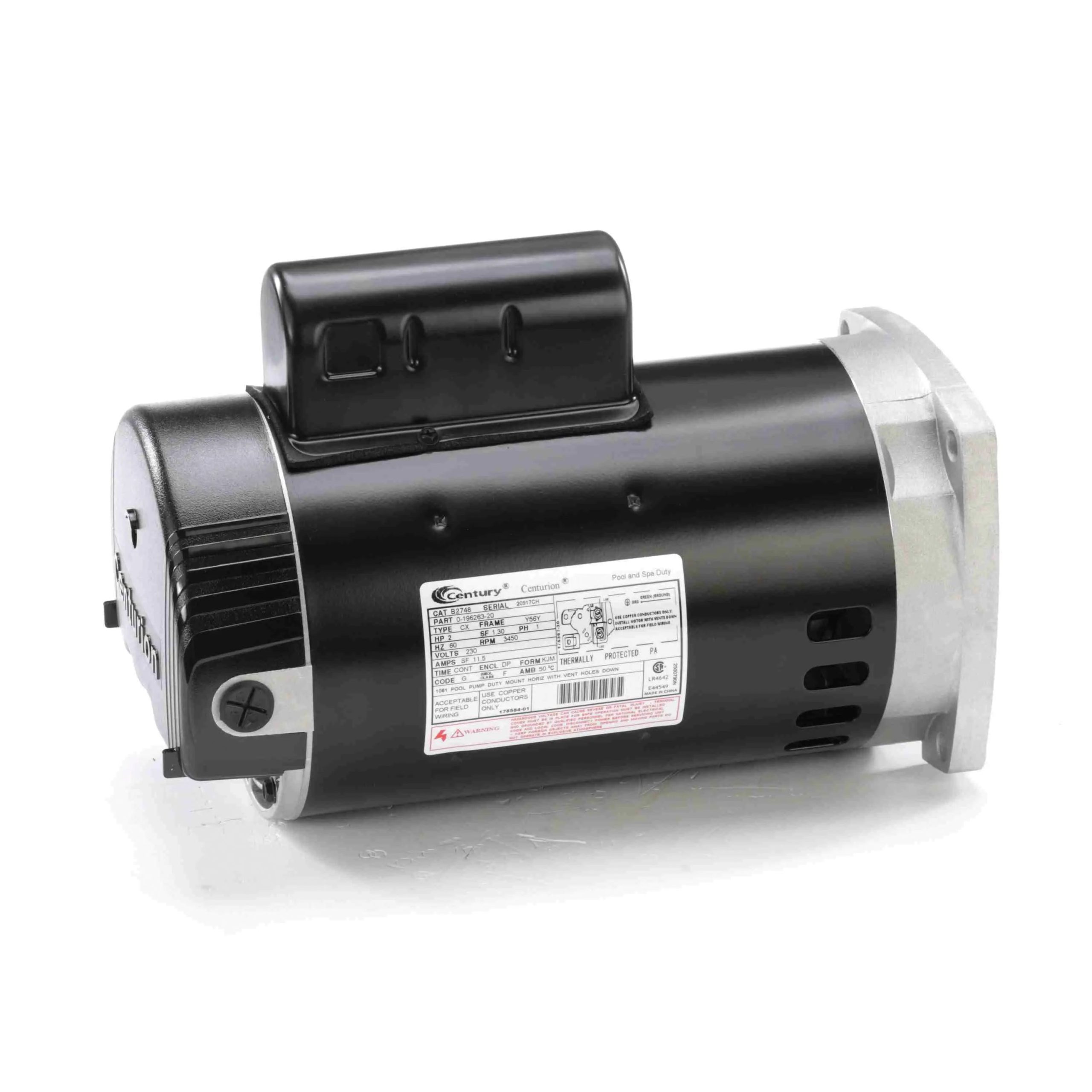 Century | B2748 | 2 HP Pool Pump Motor 230V 56Y Frame