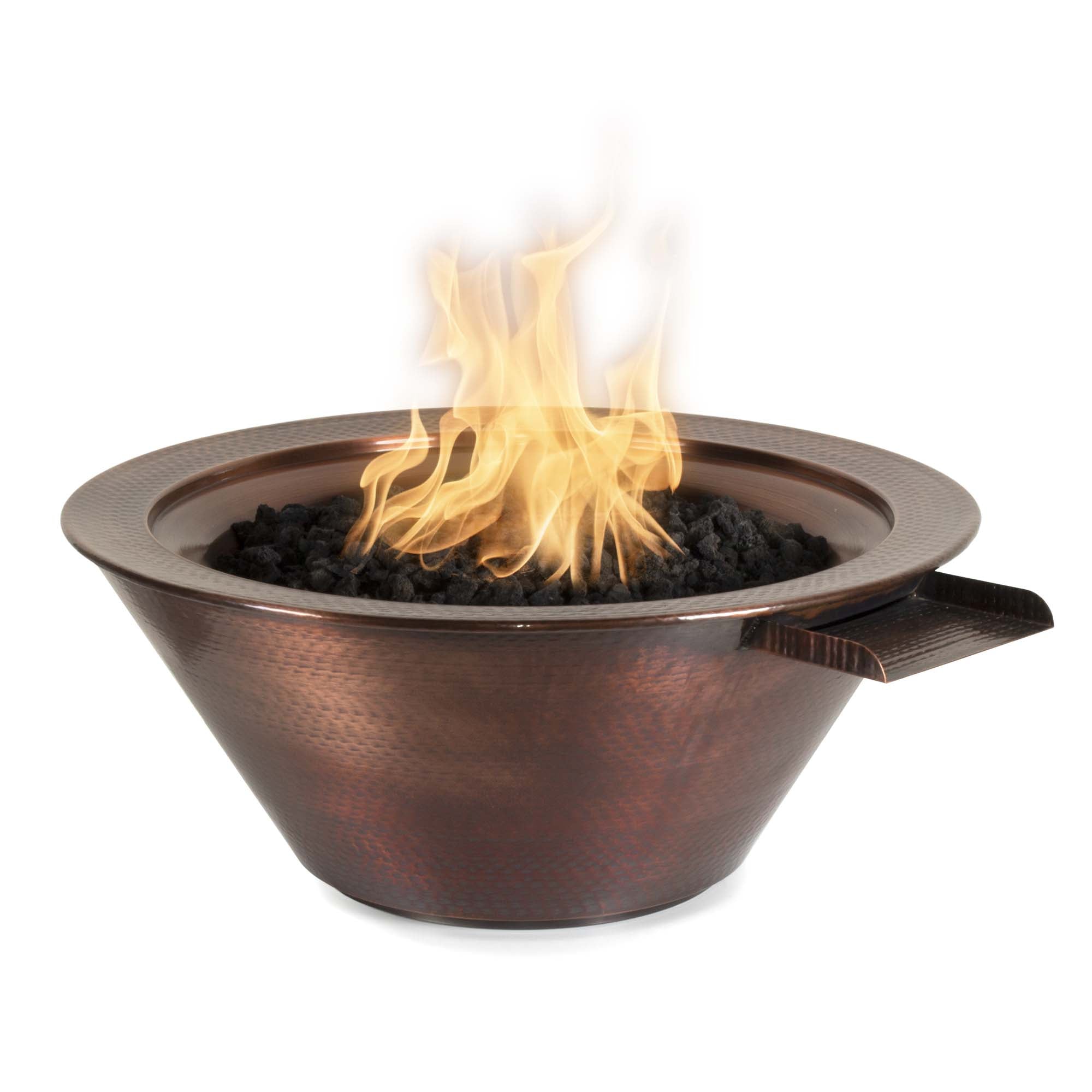 The Outdoor Plus | Cazo Fire & Water Bowl– Hammered Patina Copper | 24", 30", and 36" | Liquid Propane or Natural Gas | 4 week lead time