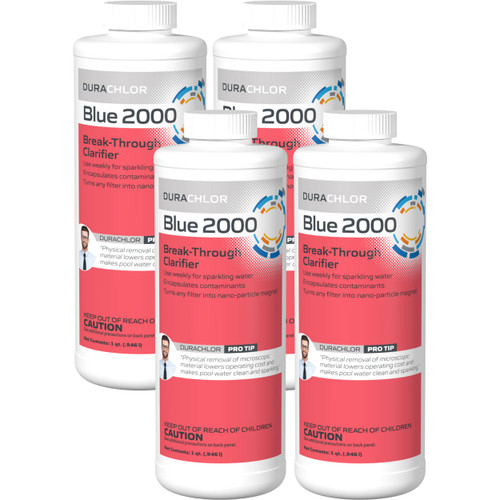 Durachlor Blue 2000 – 1 Quart | Premium Pool Water Clarifier - 4 Pack