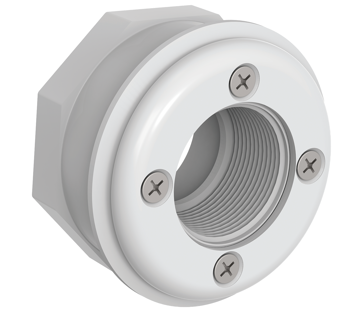 AquaStar 4-Screw Vinyl Fitting with 1.5" Socket - White