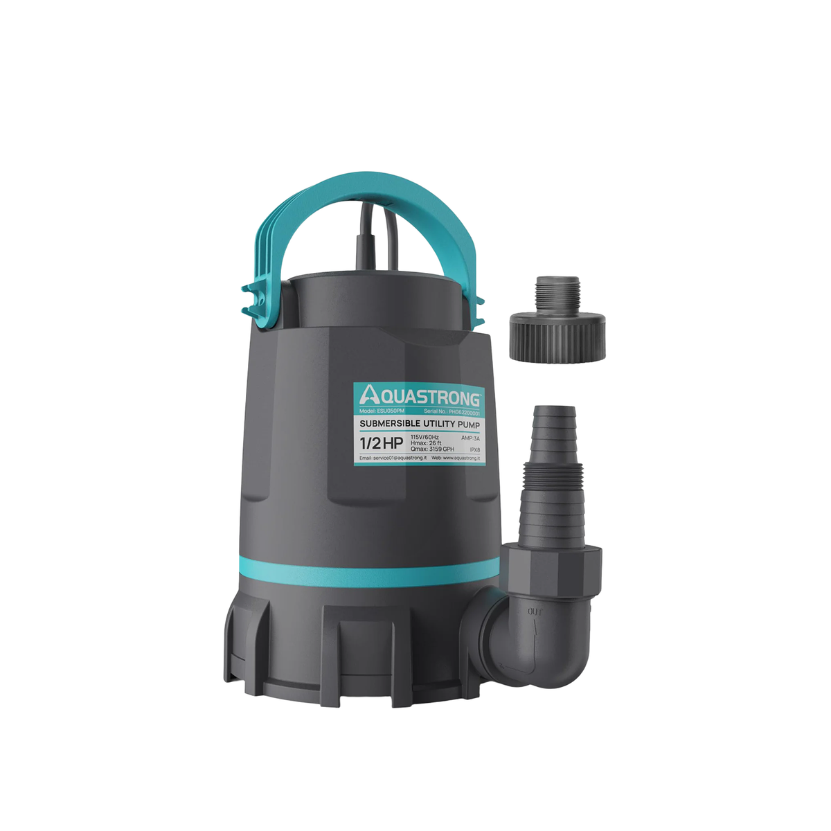AQUASTRONG Utility Pumps 1 /2 HP & 1 HP with Float Switch, Up to 4500GPH, Submersible Water Pump with 10ft Long Power Cord