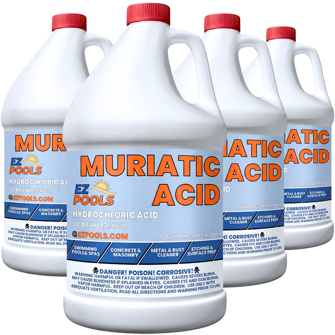 EZ Pools Muriatic Acid (4-Pack) – Lowers Pool & Spa pH Fast (HCL)