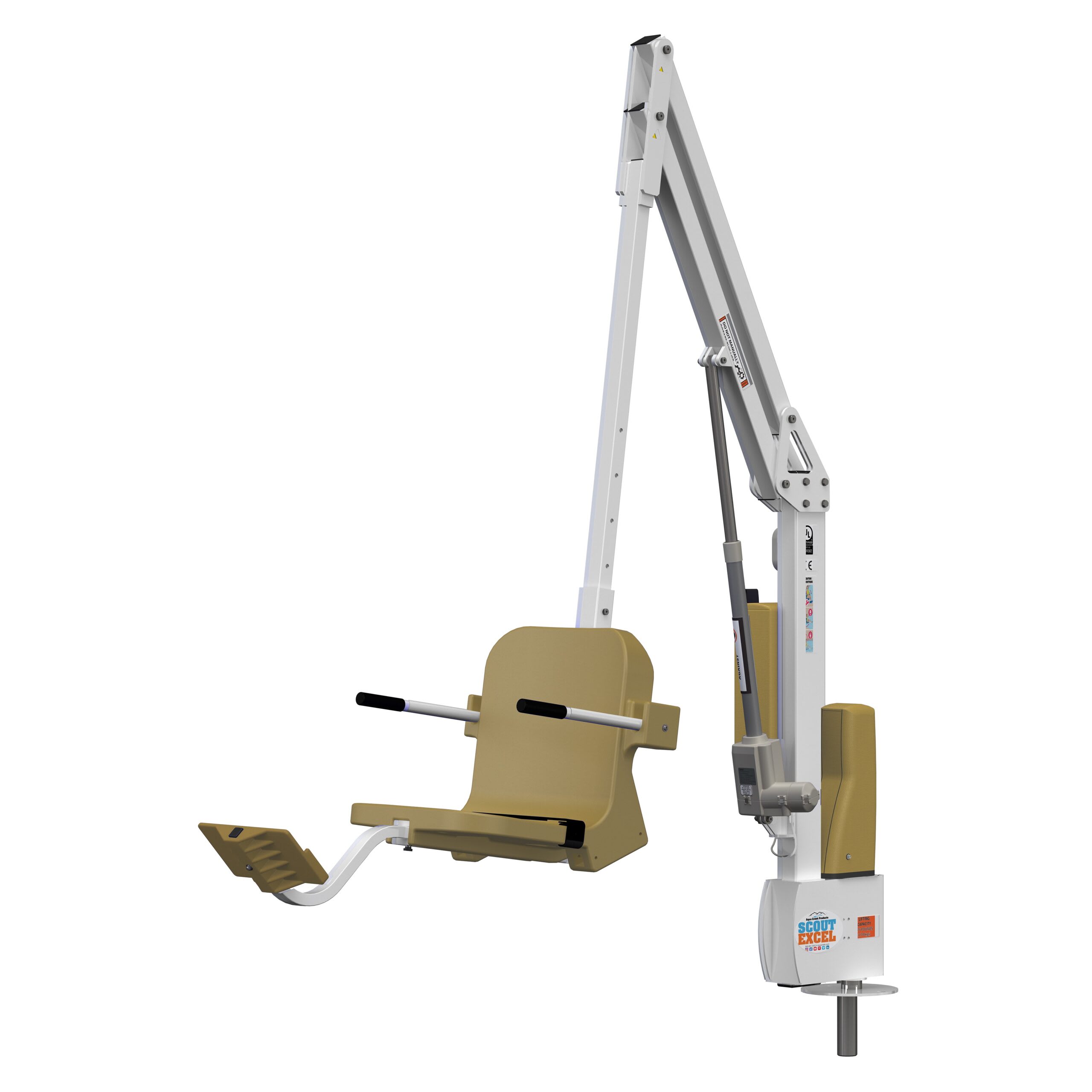 Aqua Creek 375 lbs Capacity Scout Excel White Pool Lift with Tan Seat without Anchor, F-SCTXL-T