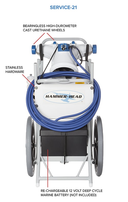 Hammer-Head Service-21 Pool Vacuum Cleaner, 21" Head, 60' Cord | SERVICE-21-60
