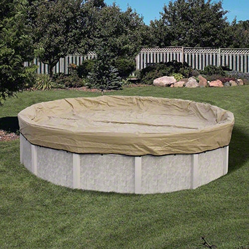 HPI Armor Kote 18' x 38' Oval Above Ground Winter Pool Cover, 4' Overlap, Tan/Blue | AK1838OV4