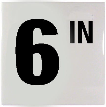 Inlays 6" Depth Marker, Ceramic, Black/White, Smooth, 6" x 6" | C610506