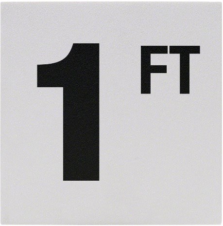 Inlays Depth Marker, Ceramic, Black/White, 6" Square, Skid-Resistant | C620010
