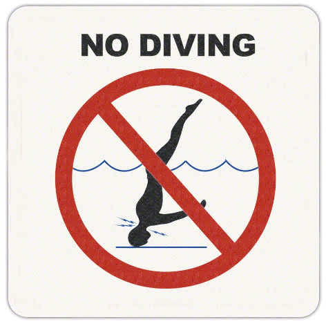 Inlays No Diving Safety Marker, Vinyl, Stick-On, 6" | V621500