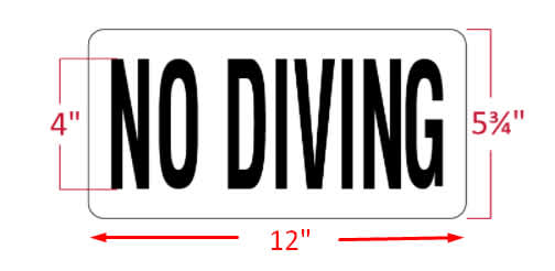 Inlays No Diving Safety Marker, Words, 4" | V621700