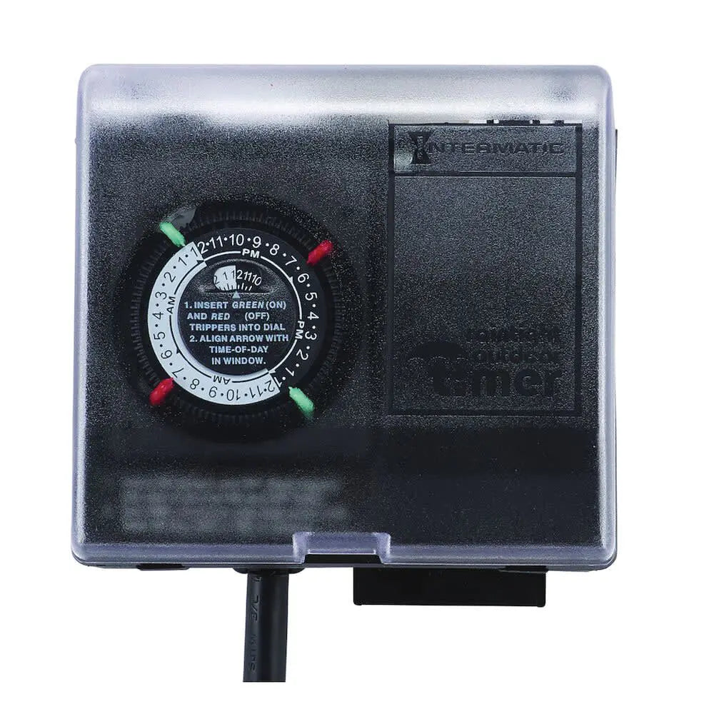 Intermatic | P1131 | Outdoor Mechanical Plug‑In Timer with Built‑In Enclosure