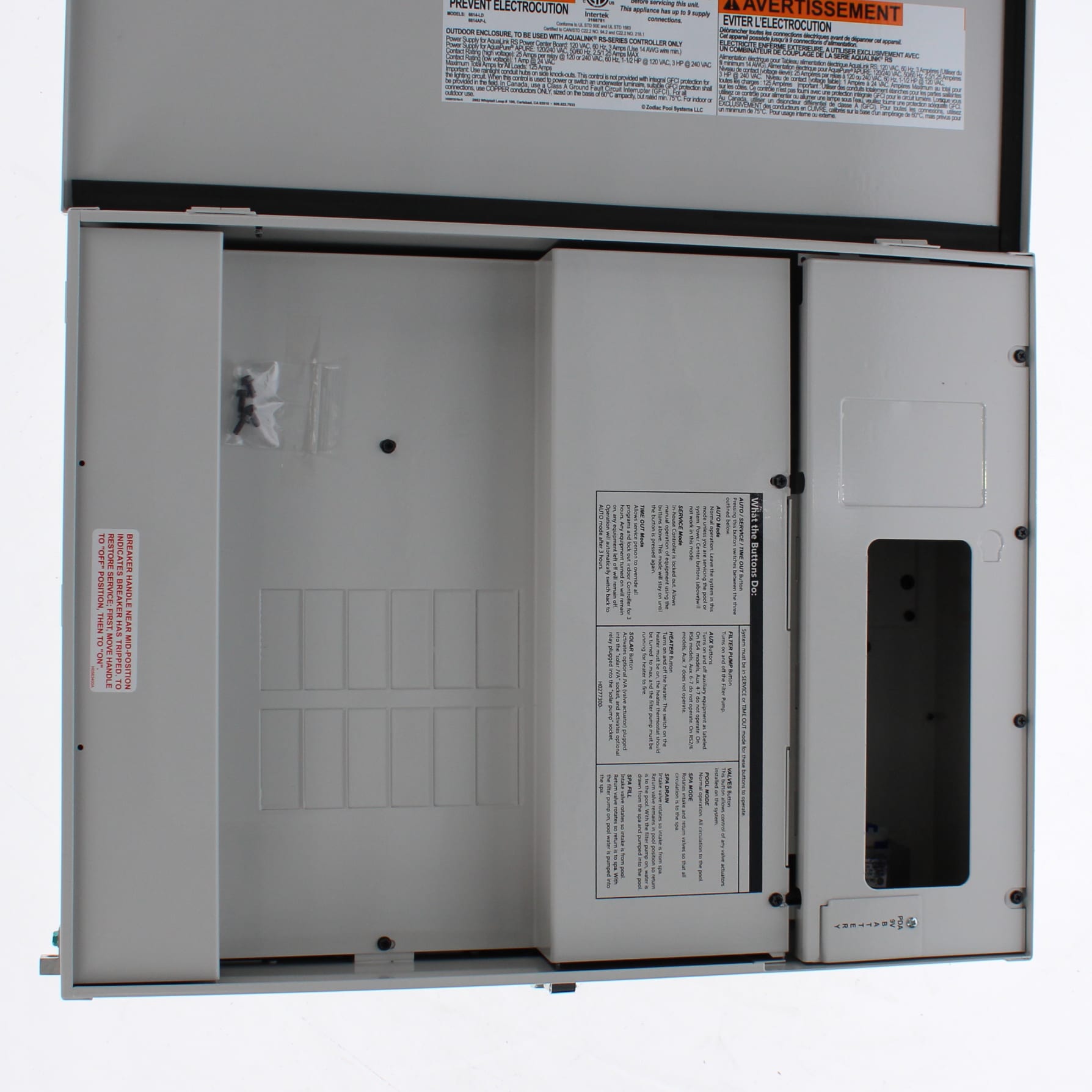 Jandy AquaLink RS Power Center Sub Panel 6614-LD