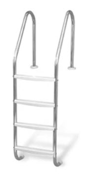 4 Tread Stainless Steel Ladder - White Treads
