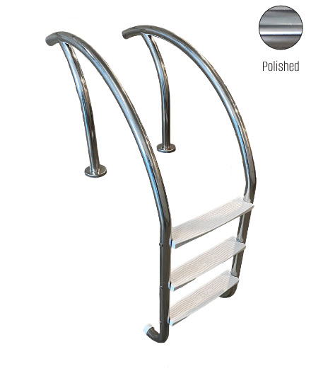 GPP - Modern 3 Step Polished Ladder w/ Grey Heavy Duty Treads