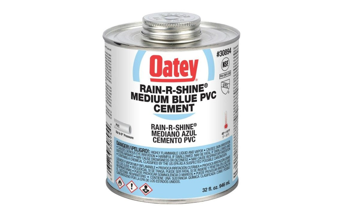 Oatey | 30894 | Rain-R-Shine Medium Blue PVC Cement 32 oz
