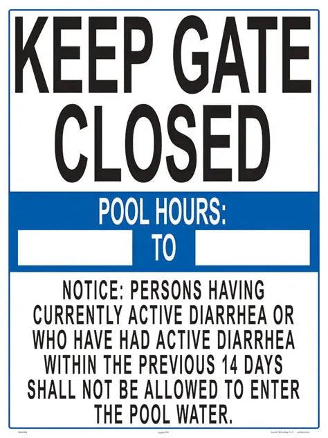 Keep Gate Closed & Diarrhea Warning Pool Sign 18" x 24" — T&K TKGDSKeep Gate Closed & Diarrhea Warning Pool Sign 18" x 24" — T&K TKGDS