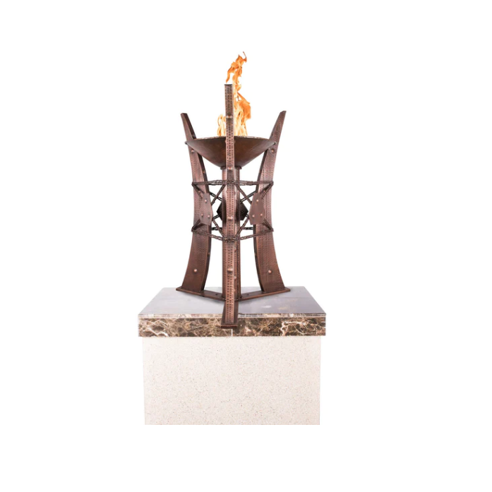 The Outdoor Plus Bastille Fire Pit Ornament, 22", Square, Hammered Copper, Natural Gas | OPT-FTWRTOP2-NG