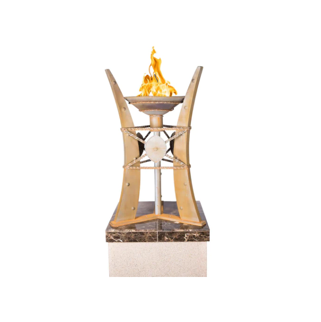 The Outdoor Plus Bastille Fire Pit Ornament, 22", Square, Corten Steel, Natural Gas | OPT-FTWRTOP3-NG