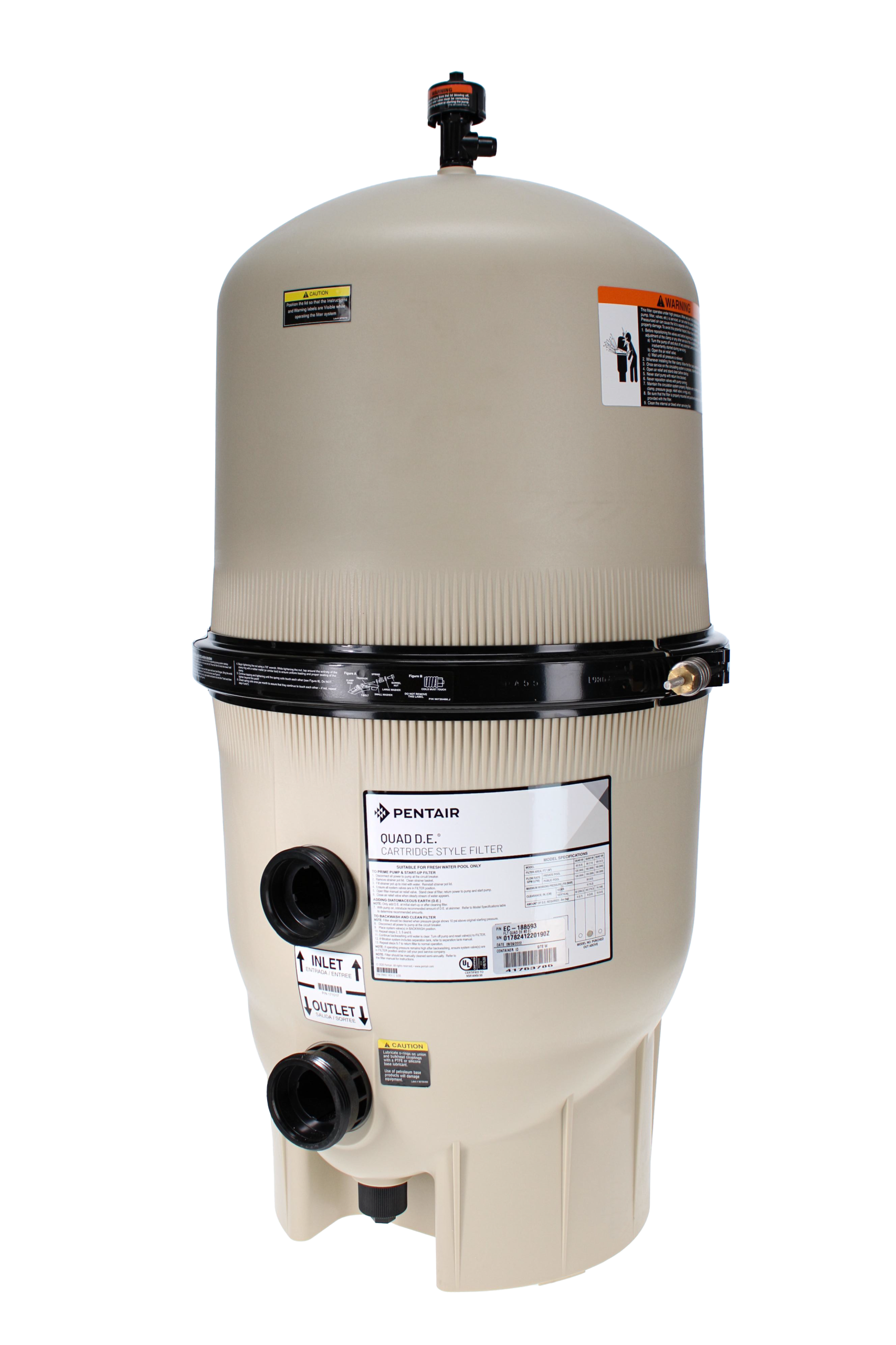 Pentair 80 sq ft Quad DE Cartridge Style Filter | EC-188593