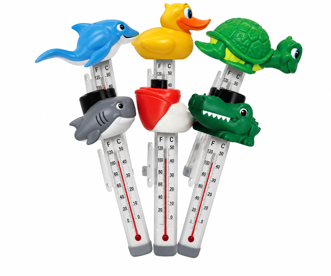 PoolStyle | PS2033 | Assorted Floating Animal Thermometer – 12/Case