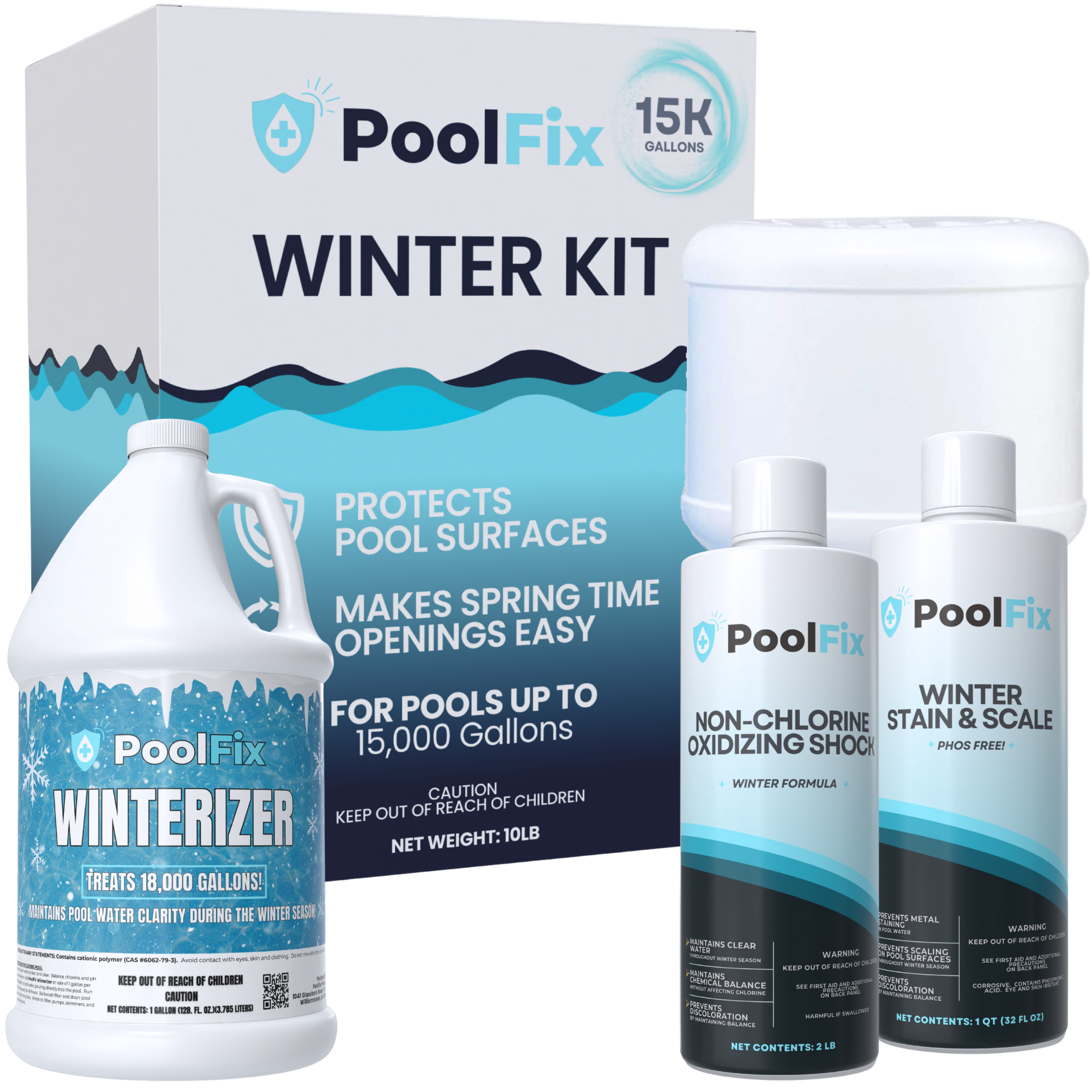 PoolFix Pool Closing Kit – Winterizing Chemicals for 15,000–30,000 Gallon Pools