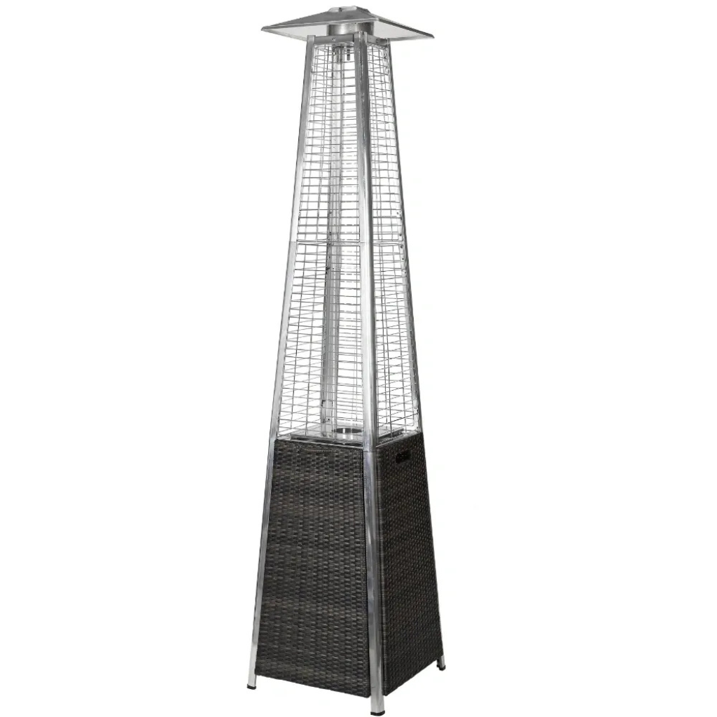 RADtec Tower Flame Patio Heater, 89", 41,000 BTU, Propane, Black & Grey Wicker | TF1-WK-BLK-GRY