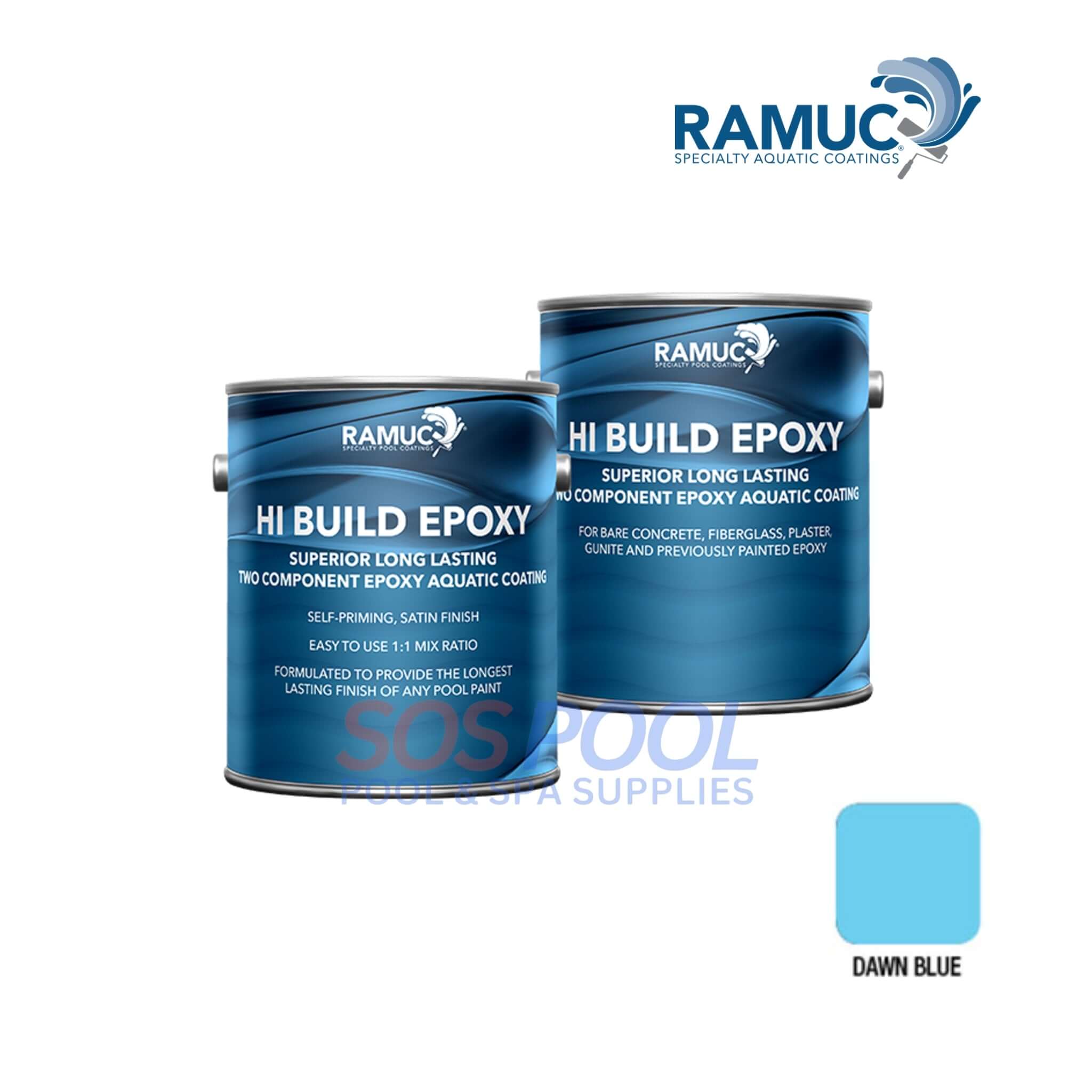Ramuc Hi-Build Epoxy Premium Pool Paint | 2 Gallons | Dawn Blue | 912232802