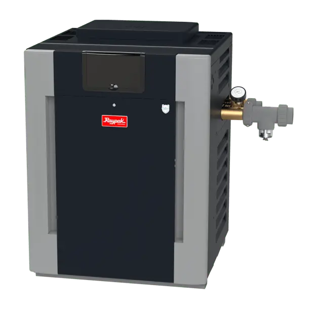 Raypak | 017400 | B-R266A-EN-X #50 | ASME | Digital Natural Gas Pool Heater – 266K BTU, Bronze Headers, Cupro-Nickel
