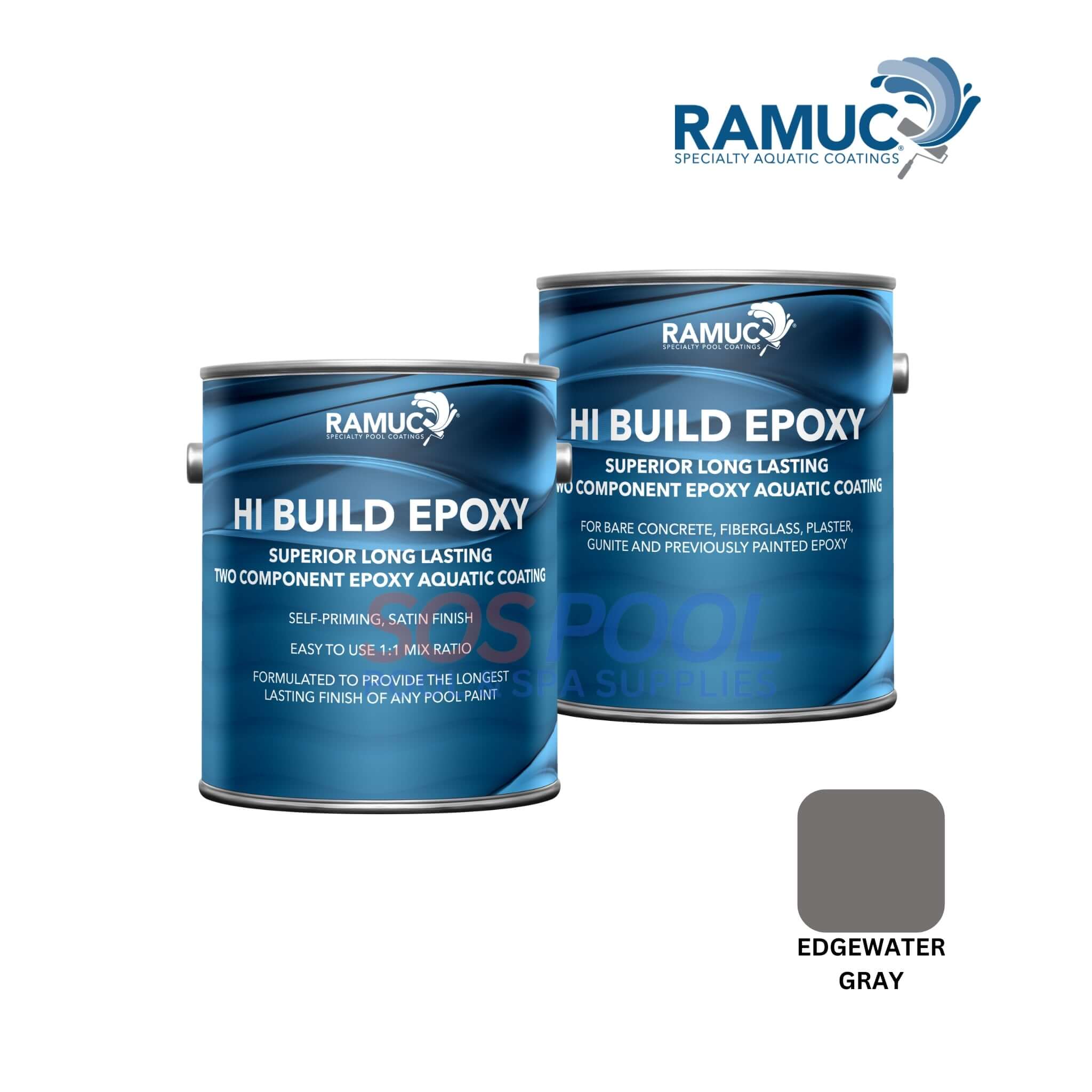 Ramuc Hi-Build Epoxy Premium Pool Paint | 2 Gallons | Edgewater Gray | 912237702