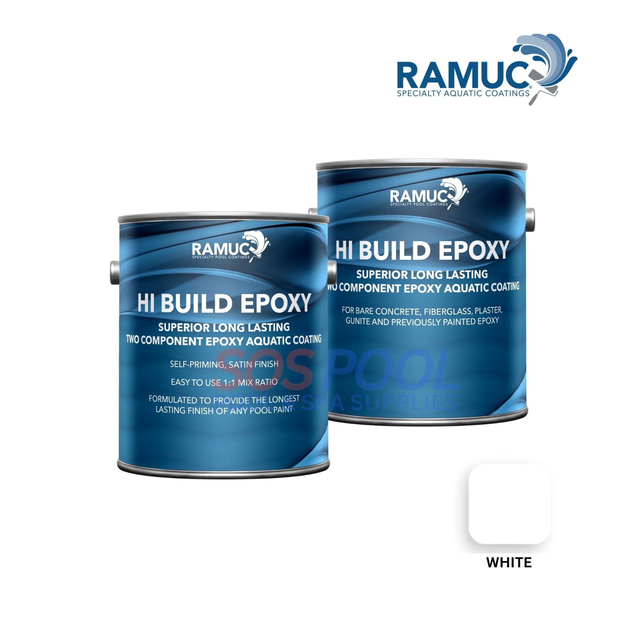 Ramuc Hi-Build Epoxy Premium Pool Paint | 2 Gallons | White | 912231102