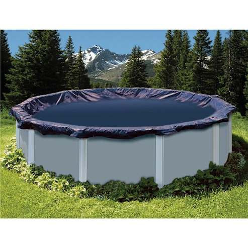 Swimline Deluxe 33' Round Above Ground Winter Pool Cover, Blue/Black, 8 Year Warranty | PCO837