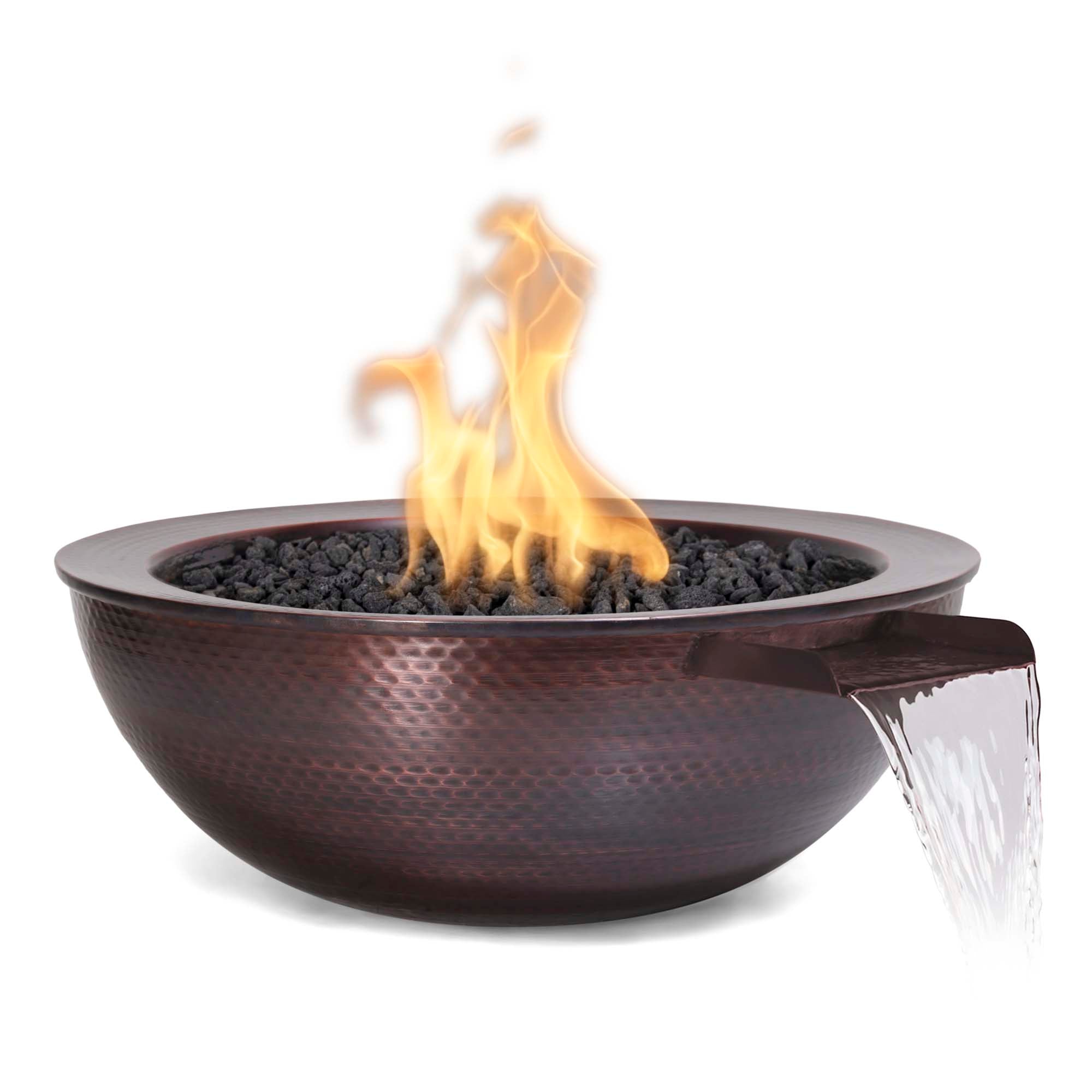 The Outdoor Plus | Sedona Fire & Water Bowl – Hammered Patina Copper | Liquid Propane or Natural Gas | 4 week lead time