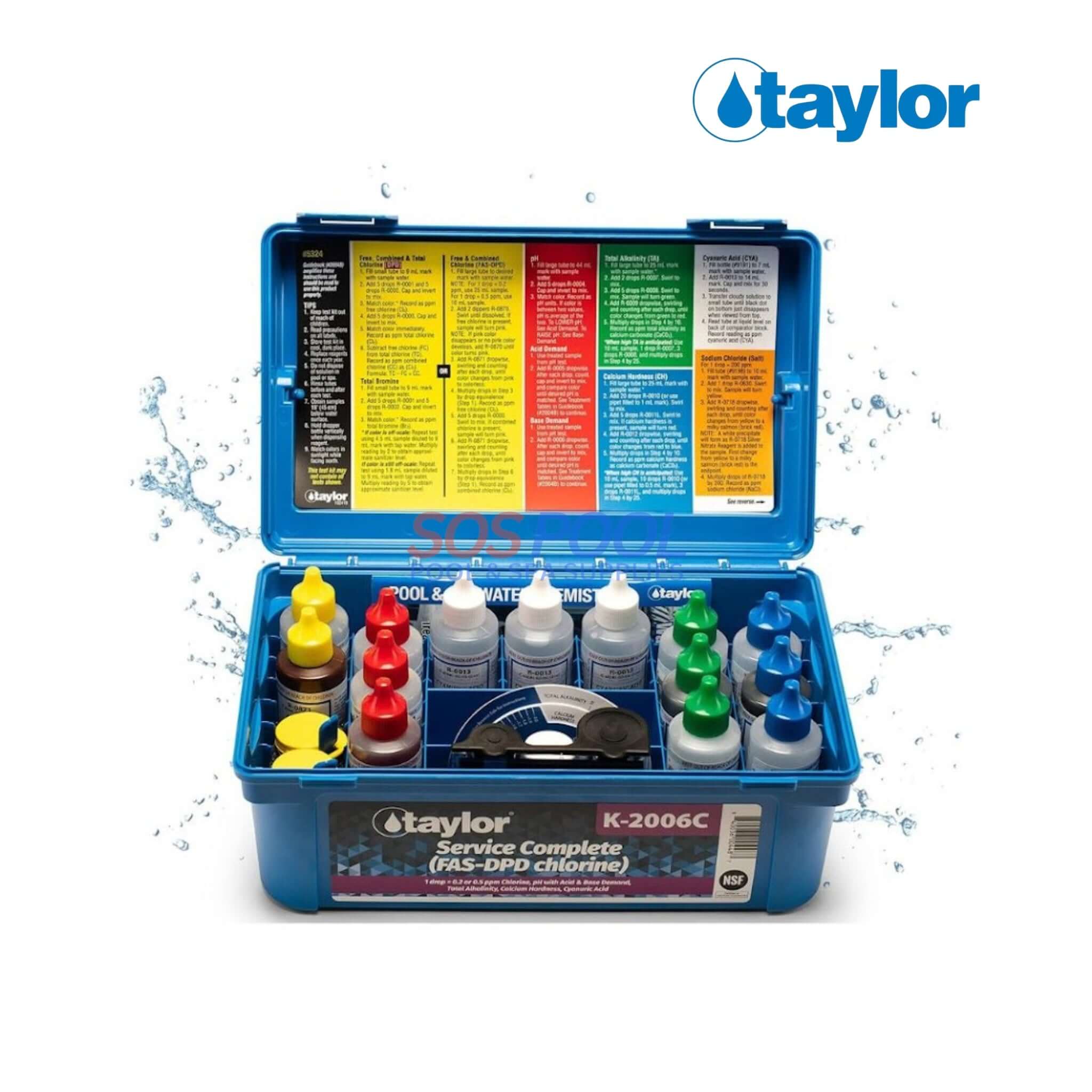 Taylor Service Complete FAS-DPD Chlorine Pool Test Kit Chlorine, pH, Alkalinity, Hardness, and Cyanuric Acid | K-2006C