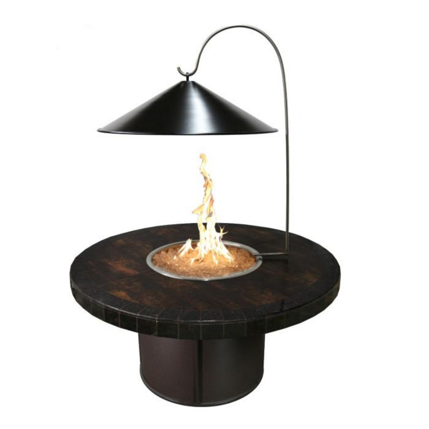 The Outdoor Plus Round Cover & Heat Reflector with Stand, 17", Black Aluminum | OPT-RCB17HRF