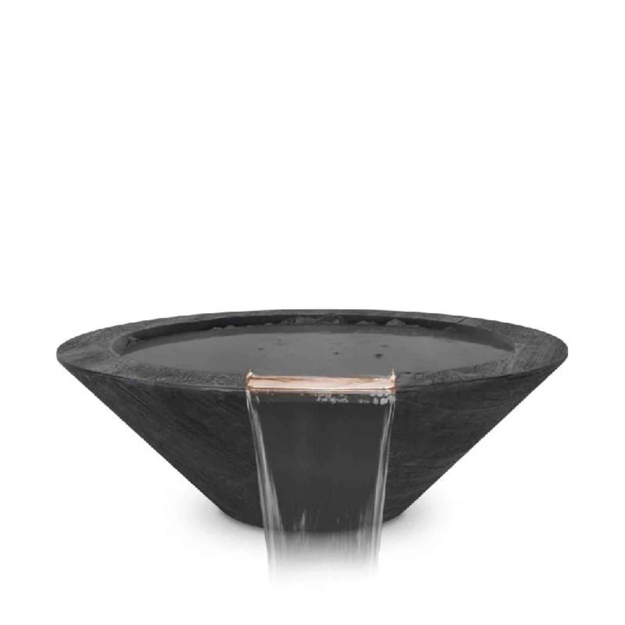 The Outdoor Plus Cazo Water Bowl, 24", Round, Wood Grain GFRC Concrete | OPT-24RWGWO