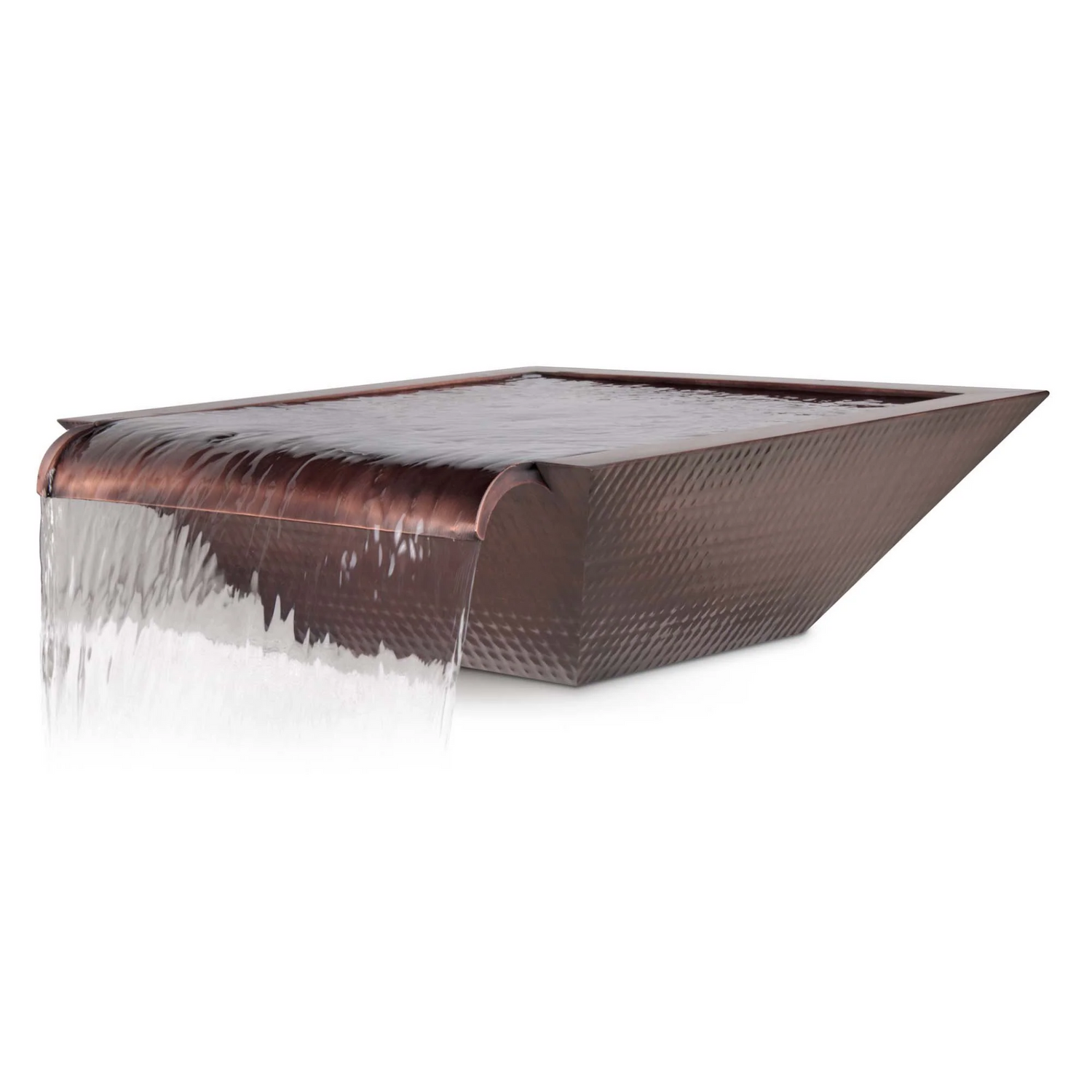 The Outdoor Plus Maya Water Bowl, 24", Hammered Copper, Wide Spillway | OPT-24SCXW