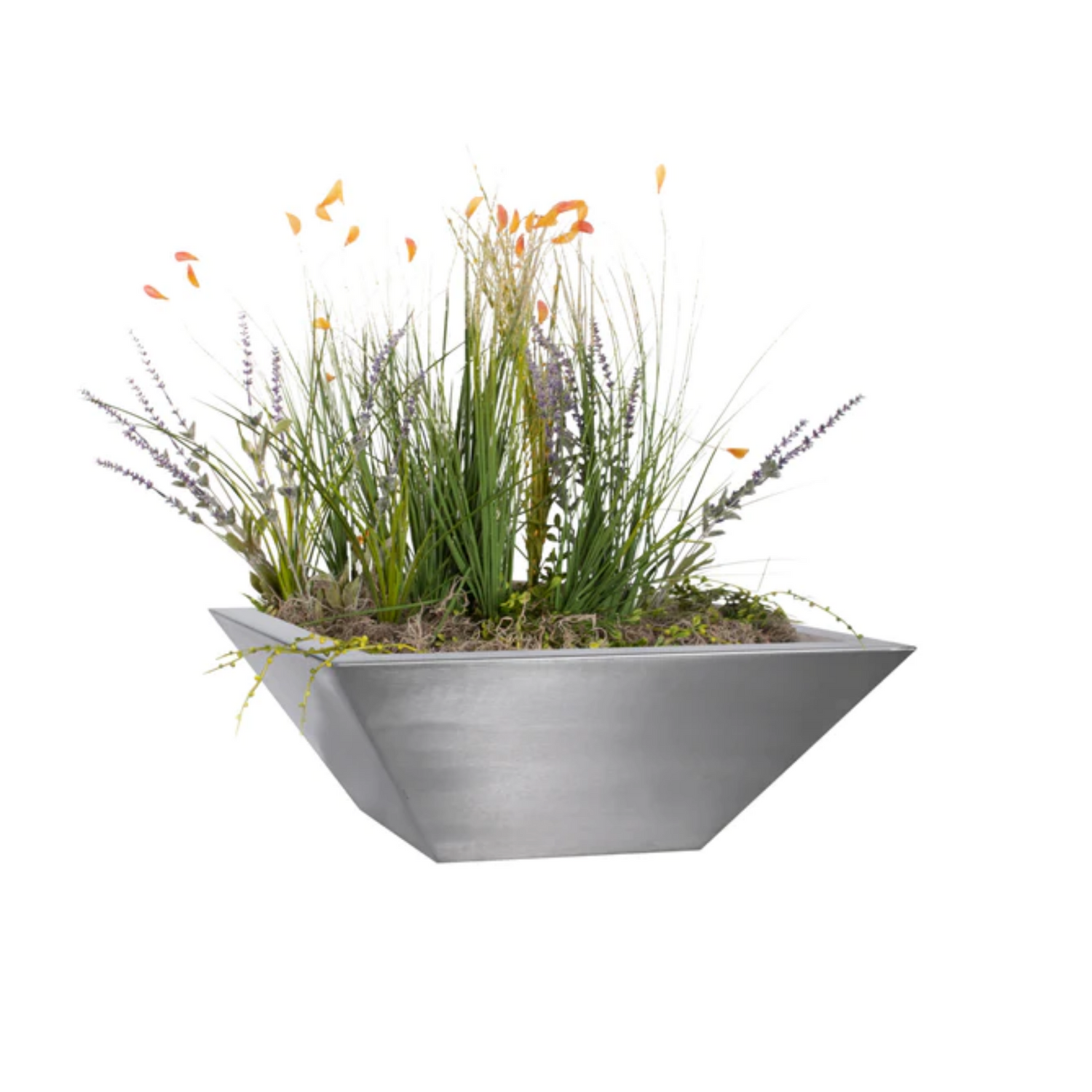 The Outdoor Plus Maya Planter Bowl, 24", Stainless Steel | OPT-24SQSSPO