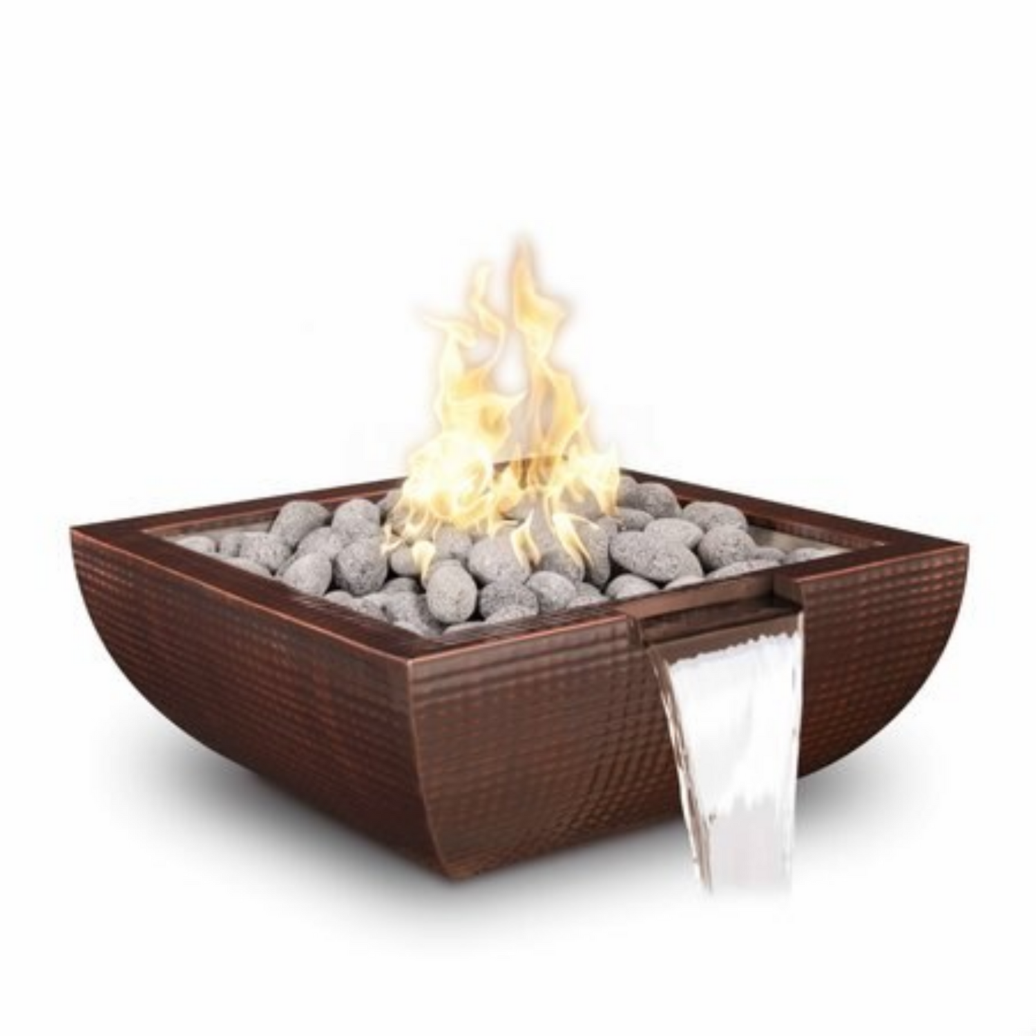 The Outdoor Plus Avalon Fire & Water Bowl, 24", Square, Copper | OPT-24AVCPFW