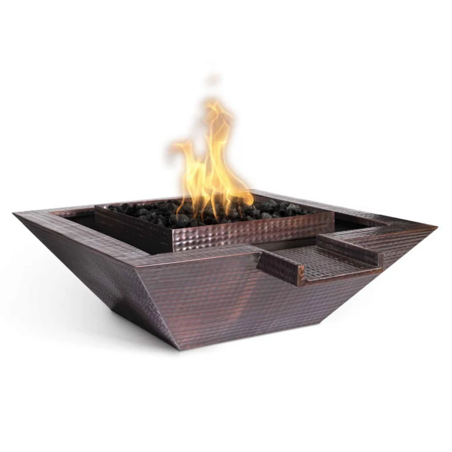 The Outdoor Plus Maya Fire & Water Bowl, Gravity Spill, 24", Square, Stainless Steel | OPT-SQSS24FANDW