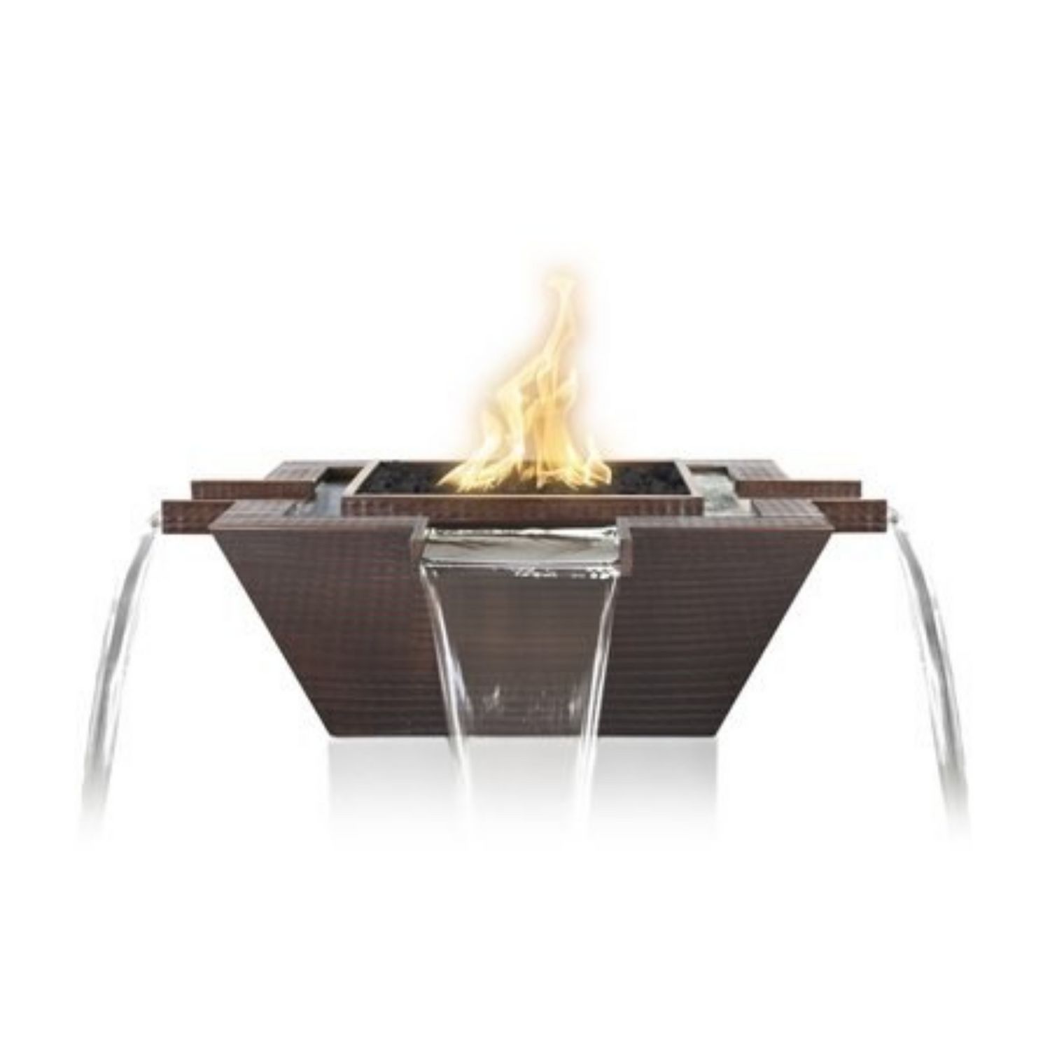 The Outdoor Plus Maya Fire & Water Bowl, 30", Square, Copper | OPT-30FW4W