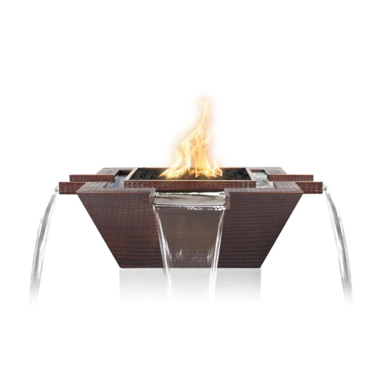 The Outdoor Plus Maya Fire & Water Bowl, 30", Square, Stainless Steel | OPT-30FW4WSS