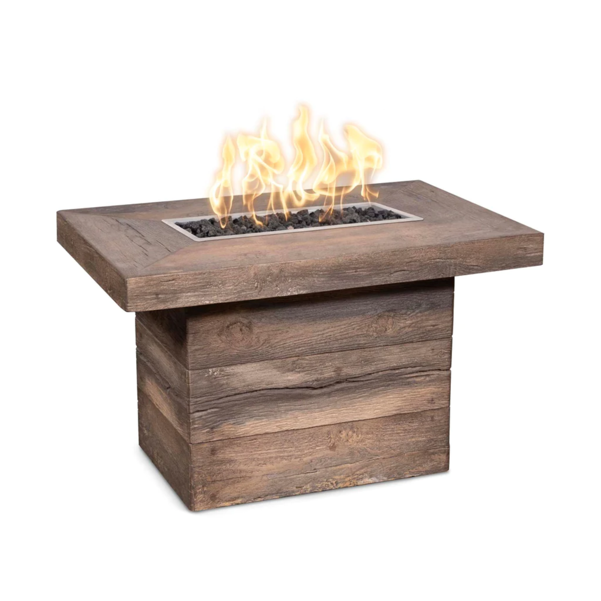 The Outdoor Plus Alberta Fire Table, 36", Rectangular, GFRC Wood Grain | OPT-ALB36
